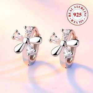 S925 Silver Hypoallergenic Hoop Earrings With Flower Design Women's